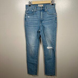 Madewell Perfect Vintage Jean Size 26 Tall Coney Wash Distressed High Rise Blue
